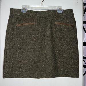 Bob Timberlake Green Wool Tweed Mini Skirt With Zipper Pockets Size 14